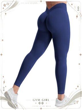 Women High Waisted Scrunch Workout Leggings V Back Gym Yoga Pants